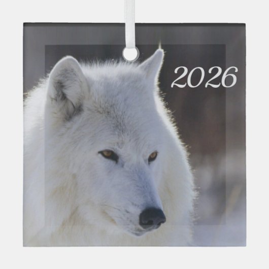 Arctic Wolf Ornament Aus Glas (Vorderseite)