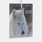 Arctic Wolf Ornament Aus Glas (Vorderseite Rechts)