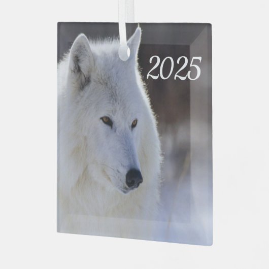 Arctic Wolf Ornament Aus Glas (Vorderseite links)