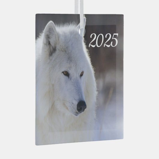 Arctic Wolf Ornament Aus Glas (Vorderseite Rechts)