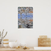 Arctic Wolf, Snow & Lake Wildlife Art Poster (Küche)