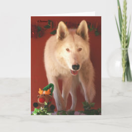 Arctic Wolf Weihnachtskarte Feiertagskarte