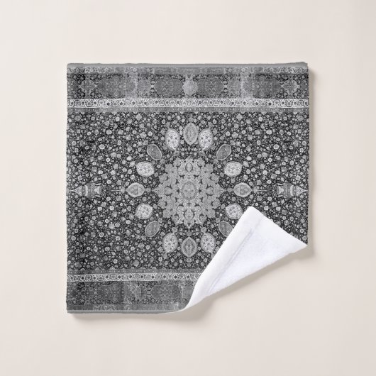 Ardabil Schwarzes u. Weiß Badhandtuch Set (Waschlappen)