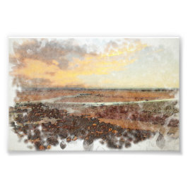 Ardrossan Beach Sunset Watercolour Fotodruck