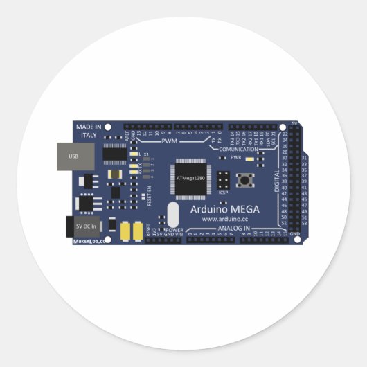 Arduino Mega Runder Aufkleber (Vorderseite)