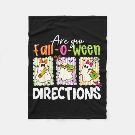 Are You Fall-o-ween Directions Cute Ghost Teacher Fleecedecke (Vorderseite)
