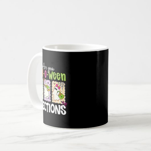 Are You Fall-o-ween Directions Cute Ghost Teacher Kaffeetasse (Vorderseite Links)