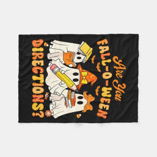 Are You Fall-o-ween Directions Funny Ghost Teacher Fleecedecke (Vorderseite (Horizontal))