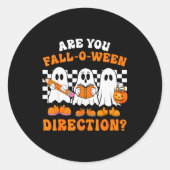 Are You Fall O Ween Directions Funny Ghost Teacher Runder Aufkleber (Vorderseite)
