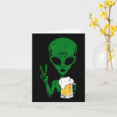 Area-51 Alien Beer Peace Sign Lazy Drinking Hallow Karte (Gelbe Blume)