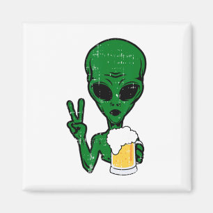 Area-51 Alien Beer Peace Sign Lazy Drinking Hallow Magnet
