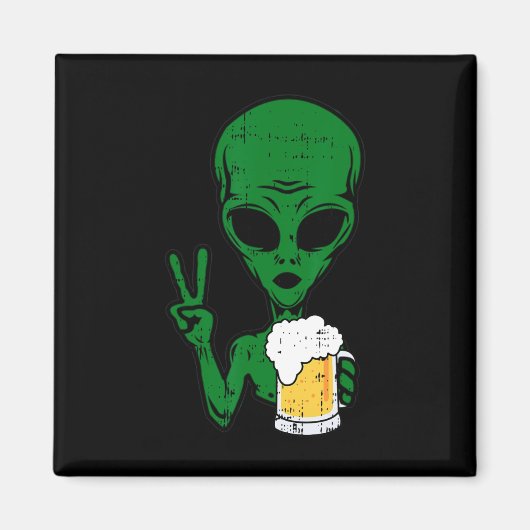 Area-51 Alien Beer Peace Sign Lazy Drinking Hallow Magnet (Vorne)