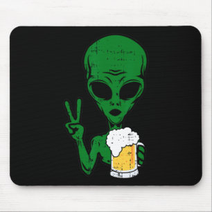Area-51 Alien Beer Peace Sign Lazy Drinking Hallow Mousepad