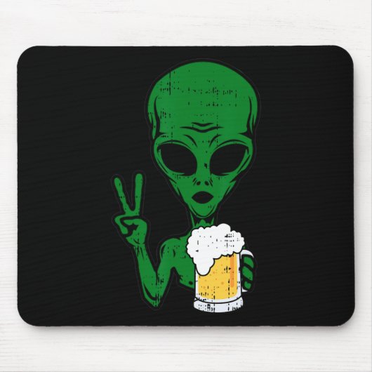 Area-51 Alien Beer Peace Sign Lazy Drinking Hallow Mousepad (Vorne)