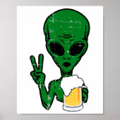 Area-51 Alien Beer Peace Sign Lazy Drinking Hallow Poster (Vorne)