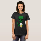 Area-51 Alien Beer Peace Sign Lazy Drinking Hallow T-Shirt (Vorne ganz)