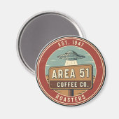 Area 51 Coffee Roasters Vintage-Abzeichen Magnet (Vorderseite/Rückseite)