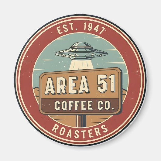 Area 51 Coffee Roasters Vintage-Abzeichen Magnet (Vorne)
