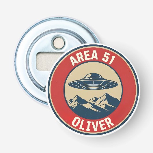 Area 51 Geheim Retro UFO Alien Abzeichen Flaschenöffner (Vorderseite)