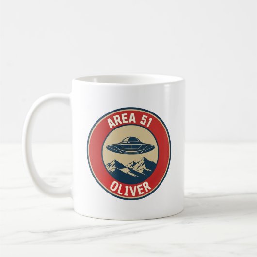 Area 51 Geheim Retro UFO Alien Abzeichen Kaffeetasse (Links)