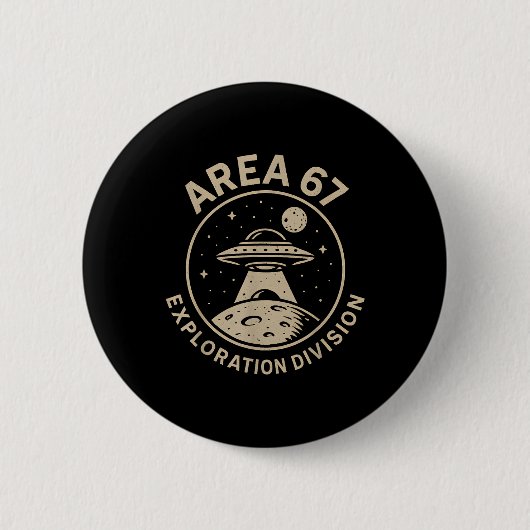 Area 67 Exploration Division Funny 67 Meme Ufo Des Button (Vorderseite)