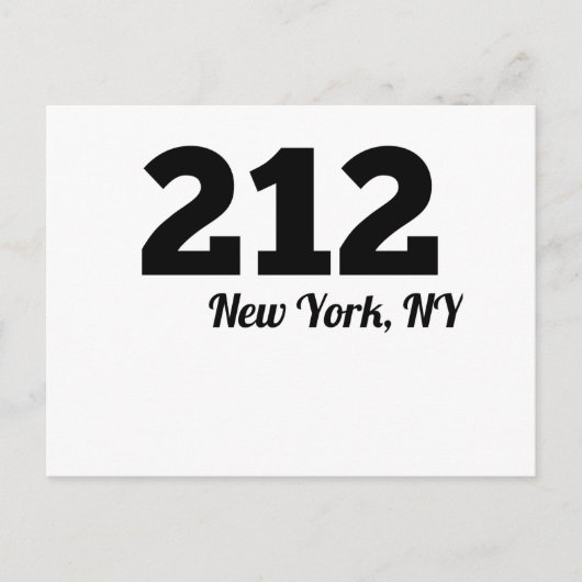Area Code 212 New York NY Postkarte (Vorderseite)