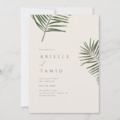 Areca Modern Watercolor Palm Wedding Einladung (Vorderseite)