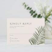 Areca Modern Watercolor Palm Wedding RSVP Einladung (Stehend Vorderseite)