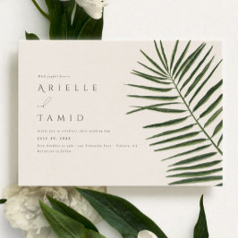Areca Moderne Wasserfarbenpalme Landschaft Hochzei Einladung