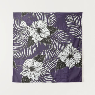 Areca Palme und Hibiskus Sketch von Hand zeichnend Wandteppich