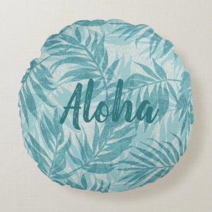 Areca-Palmen Hawaiian Tropical Vintage Aloha Rundes Kissen