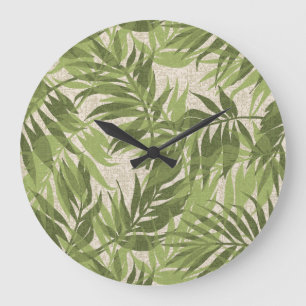 Areca Palms Hawaiian Tropical Vintag Green Große Wanduhr