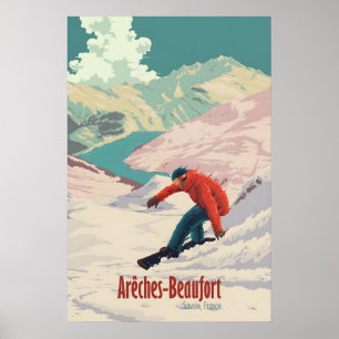 Areches Beaufort Snowboarden Reiseplakat Poster