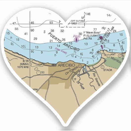 Arecibo Puerto Rico Chart Aufkleber (Vorderseite)
