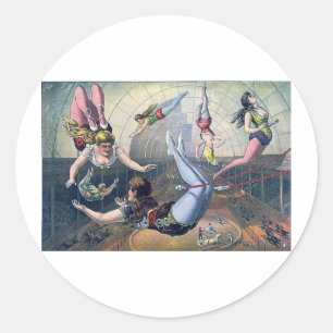 Arena Vintag CIRCUS trapeze Runder Aufkleber