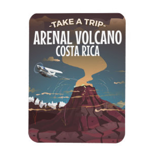 Arenal-Vulkan Costa Rica Vintage-Cartoon-Plakat Magnet