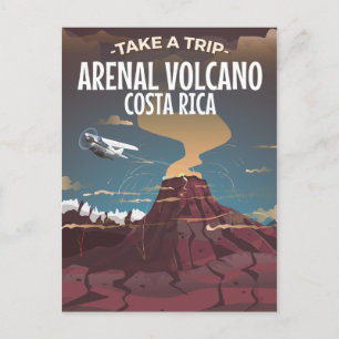 Arenal-Vulkan Costa Rica Vintage-Cartoon Postkarte