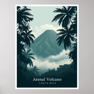 Arenal-Vulkan, Costa Rica – Vintage-Illustration Poster
