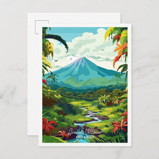 Arenal Vulkan Costa Rica Vintage Reise Postkarte (Vorne/Hinten)