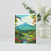 Arenal Vulkan Costa Rica Vintage Reise Postkarte (Stehend Vorderseite)