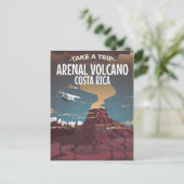 Arenal Vulkan Costa Rica Vintager Cartoon Postkarte (Stehend Vorderseite)