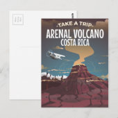 Arenal Vulkan Costa Rica Vintager Cartoon Postkarte (Vorne/Hinten)