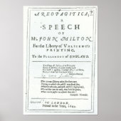 Areopagitica' eine Rede von John Milton Poster (Vorne)