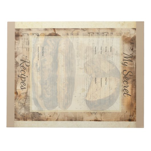 Arepa Bread Ephemera Collage Art Notizblock (Vorderseite)