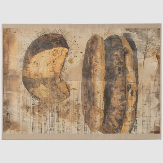 Arepa Bread Ephemera Collage Art Seidenpapier (Vorderseite)
