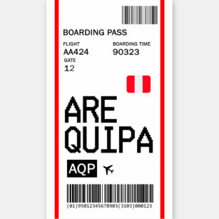 Arequipa Peru Boarding Pass Airline Ticket Aufkleber