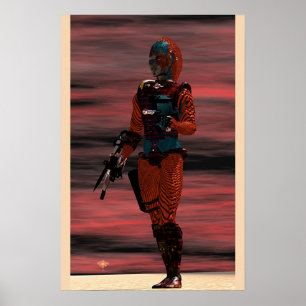 ARES - CYBORG IM WÜSTENSONNENUNTERGANG Science-Fic Poster