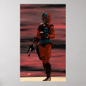 ARES - CYBORG IN DESERT SONNENSET Science Fiction Poster (Vorne)