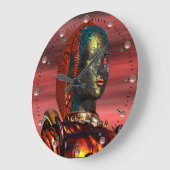 ARES CYBORG PORTRAIT Red Science Fiction Sci-Fi Große Wanduhr (Winkel)