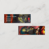 ARES CYBORG PORTRAIT Rote Gelbe Science Fiction Mini Visitenkarte (Vorne/Hinten)